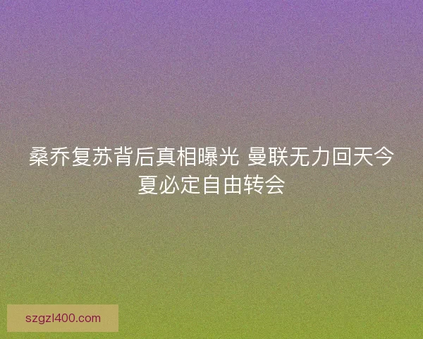 桑乔复苏背后真相曝光 曼联无力回天今夏必定自由转会