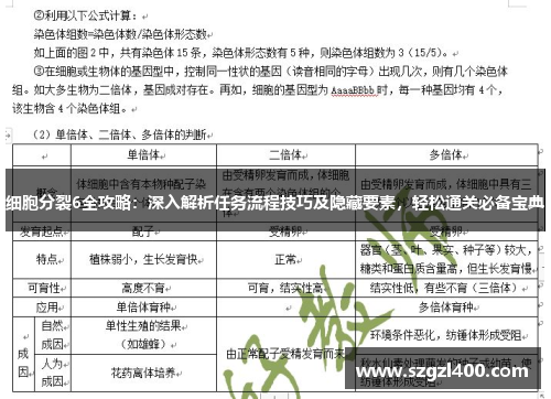 细胞分裂6全攻略：深入解析任务流程技巧及隐藏要素，轻松通关必备宝典